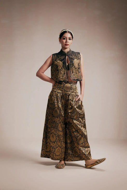 Gold Embroidered Jacket & Pants Co-ord